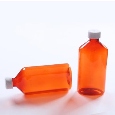 China Wholesale 16oz Recyclable Material Plastic Amber Medical Pet Bottles For Liquid for sale