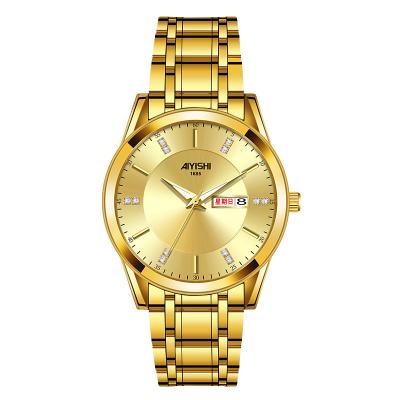 China Day/Date OEM Private Label Brand Fashion Gold Waterproof Luxury Wristwatch Custom Logo Business Watches For Men for sale