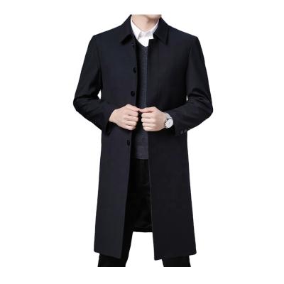 China Custom Made High Quality Anti-wrinkle Men's Casual Trench Coat Solid Color Slim Wool Coat Long Coat for sale