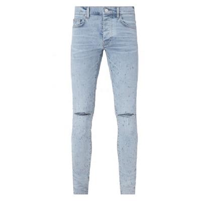 China Breathable Factory Customized USA OEM Quality Big Skinny Slim Fit Ripped Tapered Mens Jeans By Destruidos for sale