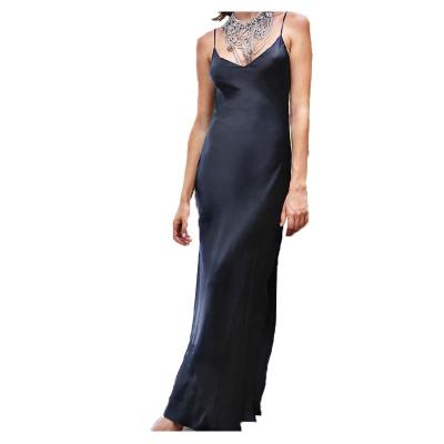 China New Style Custom Made Satin Fashion Design Casual Dress Ladies Anti-Static Plus Size Sleeveless Backless Sling Split Long Evening Dress for sale