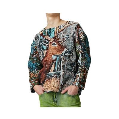 China 2021 Hot Selling Amazon Anti-Wrinkle Customized Jacquard Tapestry Plus Size Sweater Animal Blanket Men's Sweaters for sale