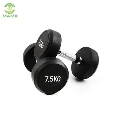 China Bodybuilding Fitness Custom Wholesale Black Steel Rubber PU Coated Fixed Dumbbell for sale