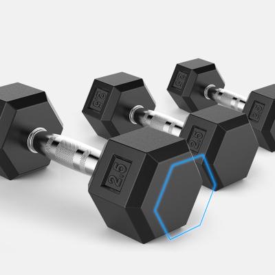 China Factory Wholesale Durable Gym Hexagon Solid Steel +Protable+No-slip Rubber Coated Dumbbell for sale