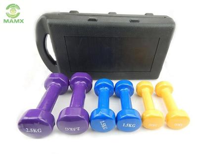 China Hot Selling Convenient Bodybuilding Fitness Neoprene Hexagonal Vinyl Fixed Dumbbell Set With Carry Case for sale