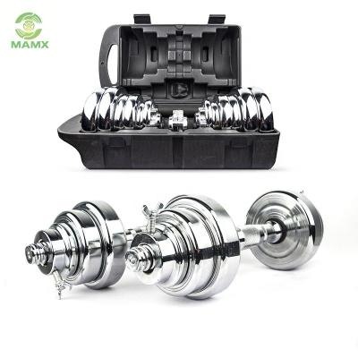 China Fitness Training Hot Sale Gym Weigh Chrome Adjustable Dumbbell Set Price 20kg Adjustable Dumbbell And Plastic Box Fitness Training 20 Sets MAMX for sale