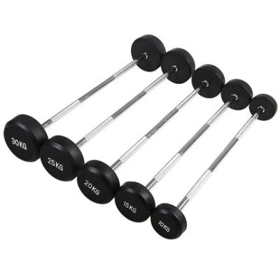 China Universal Gym Club Weightlifting Fixed Rubber Coated Barbell for sale