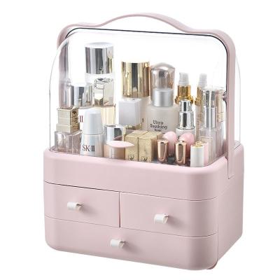 China Multi-Purpose Colorful Storage Desktop Makeup Cosmetic Organizer Viable Washable Plastic Makeup Box for sale