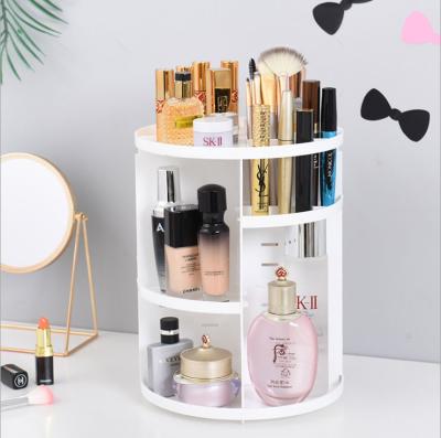 China 360 Degree Sustainable Rotating Finished Plastic Cosmetic Storage Rack Stand Skin Care Plastic Case for sale