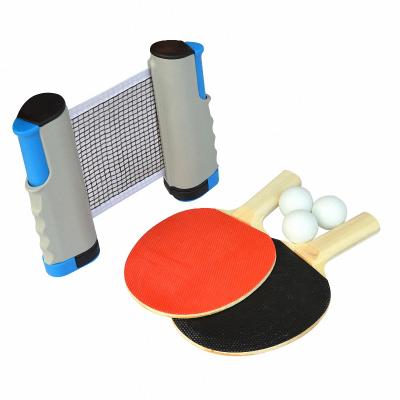 China Wooden Material Portable Table Tennis Set With Retractable Table Tennis Net Paddle For Indoor Sports Exercise for sale