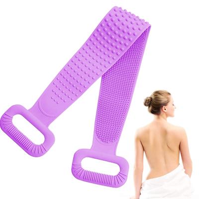 China Double Use Bathing And Back Double Use Silicone Towel 76cm Long Double Use Silicone Bath Massage Bath Rubbing Brush for sale