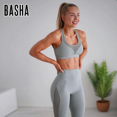 China BASHAsports Mesh Yoga Bra Tight Vest Sports Hip Lift Fitness Pants Yoga Breathable Outdoor Sweat-Absorption Set for sale