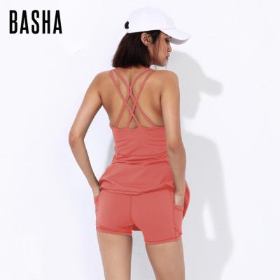 China BASHAsports Breathable Yoga Suit Tennis Skirt Sports Skirt Pants Suit Pocket Shorts Beautiful Badminton Suspender Back Skirt for sale