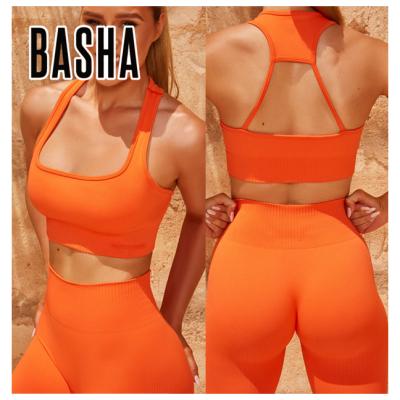 China BASHAsports Long Sleeve Breathable Top Seamless Crop Top Scoop Neck Sports Crop Bra Yoga Shorts Women Full Length Tights for sale