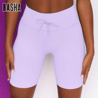 China BASHAsports Women Breathable Drawstring Gym Shorts Ribbed Womens Bike Abbreviations Bodybuilding Wear Women Knitted Abbreviations Gym Workout for sale