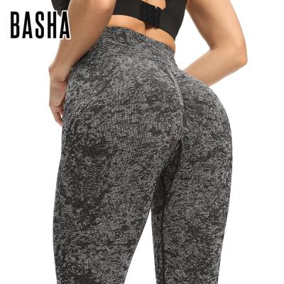 China BASHAsports Breathable Pattern Hip Lift Yoga Pants Sweat-absorbing Quick-drying Elastic Sports Pants High Waist Fitness Pants for sale