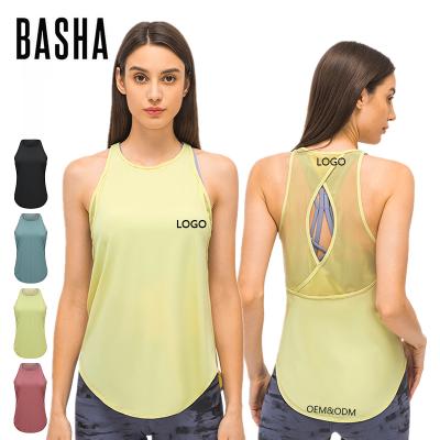 China New BASHAsports Gym Activewear Quick-Dry Sports Vest Breathable Tank Top For Women Fitness Training Running Yoga Vest Crop Top for sale