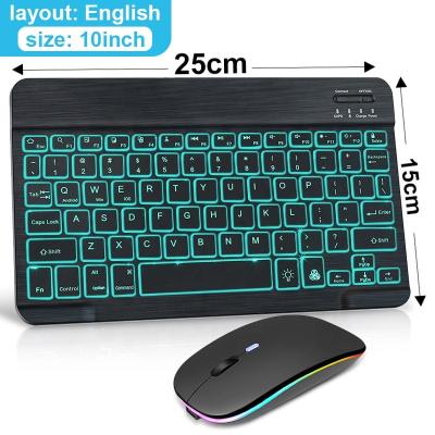 China Anti-drop RGB BT Keyboard and Mouse Backlight Rechargeable Wireless Keyboard Mouse Pad for iPad Tablet PC Laptop for sale