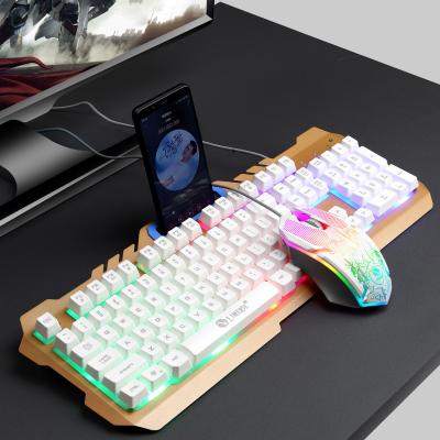 China RGB LED Gaming Wired Keyboard LED Backlight Wired Mouse Keyboard Set Ergonomic USB Gaming Keyboards Gamer Mouse Holder MAC Key Edge Computer Gaming Keyboard for sale