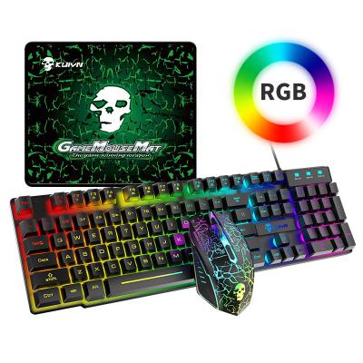 China Anti-ghosting Keyboard Wired RGB Illuminated Keyboard And Mouse Set Mechanical RGB Gaming Keyboard And Mouse For Computer Gamer for sale