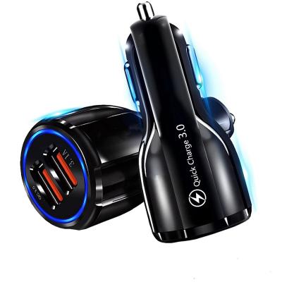 China For iphone Samsung Huawei xiaomi Cell Phone Car Charger Dual QC 3.0 USB Charger Fast Charging For Phone Samsung S8 S9 S10 Xiaomi MI 9 Huawei Mini USB Phone Charger for sale