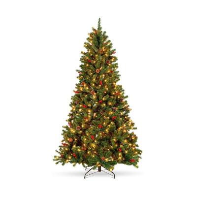 China Christmas& Halloween& home & Wedding& Holiday Pre-Bed 6ft Pre-decorated Fir Hinged Artificial Christmas Tree With Pine Cones Berries for sale