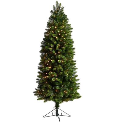 China Home Office Decoration Slim Artificial Christmas Tree With Warm White LED Lights for sale