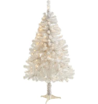 China 5 Foot White Artificial Christmas Tree Ornament with Bendable Branches and Clear LED Lights for sale