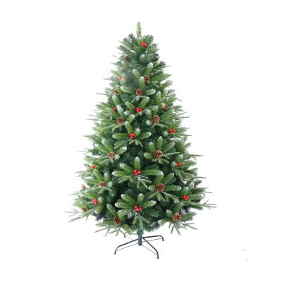 China PE+PVC 6.5 Feet New Design Hot Sale Artificial Christmas Tree Snowy PVC pe green with Pinecones Decoration for sale