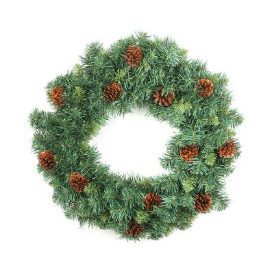 China 2020 Hot Sale Artificial PVC Decoration Collection Double Green Christmas Garland With Pine Cone for sale