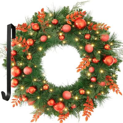 China 24 inch simulation of artificial Christmas wreath for home decoration for sale