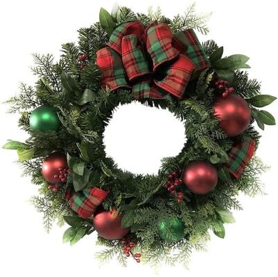 China Durable Green 26-Inches Plaid Ribbon and Ornaments Garlands for sale