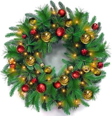 China Make Beautiful 24 Inch Home 80 Pre-Lit Christmas Garland Artificial Decoration Lights For Front Door for sale