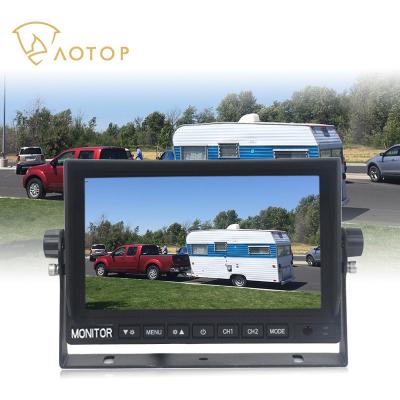 China RGB Aotop 7 Inch Large Button Monitor 2Ch Truck Blind Spot Detection Video Reverse Truck Reversing Aid With 12V Back Camera for sale