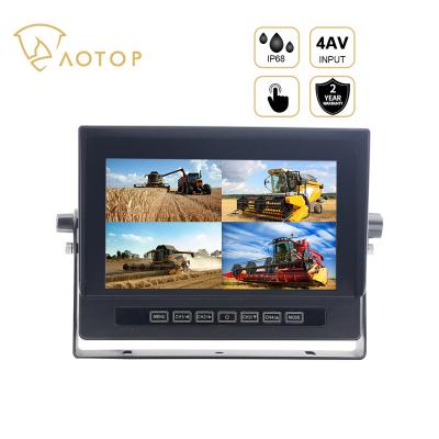 China RGB 7 Inch Monitor IP68 Excavator Harvester Rear View Blind Spot Waterproof Open View Reverse Monitoring 4Ch Monitor for sale