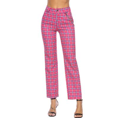 China Hot Sale Multicolor High Waist Women's New Anti-wrinkle Factory Plaid Pants for sale