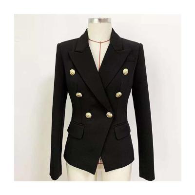 China Anti-wrinkle new arrival ladies jacket trench coat blazer high quality British white black gold button slim formal for sale