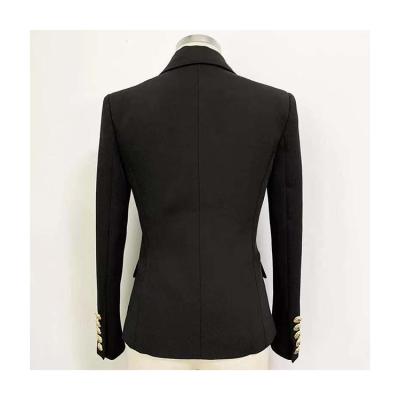 China Anti-Wrinkle Hot Selling Ladies Jacket Double Breasted Formal British White Black Blazer Ditch Coat for sale