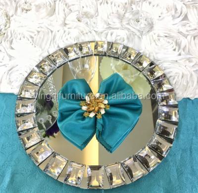 China Rhinestone Diamond Glass Mirror Under Plates from Crystal Mirror Glass Plate Cheap for sale