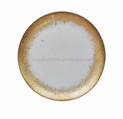 China Fancy Colorful Ice Cream Rim Glass Charger Plates Gold For Sale for sale