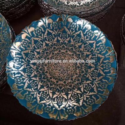 China Wedding Colorful Decoration Ice Charger Rental Glass Dishes for sale