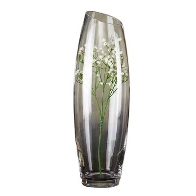 China Other Handcrafted Clear Glass Oval Vase Portable Glass Crafts Wholesale to Cusomized for sale