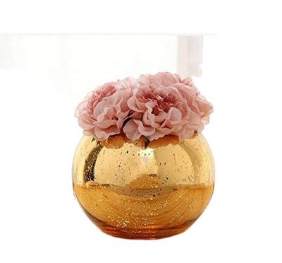 China Country Plants Succulent Glass Vase Mercury Round Vase Tabletop Electroplating Centerpieces for sale