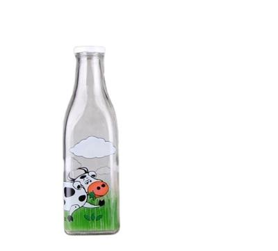 China Beverage OEM Logo Printing Glass Milk Bottles With Twist Lid for sale