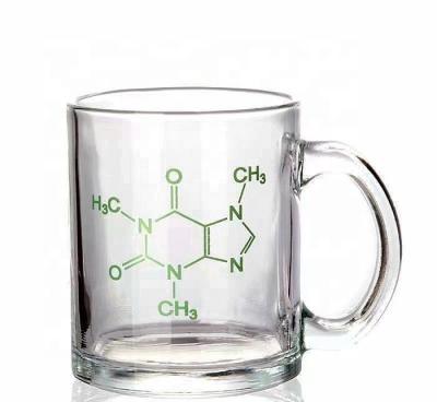 China Wholesale Clear OEM Logo Printing Beer Mug Cup Milk Glass Drinking Mug With Handle And Logo Printing for sale