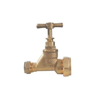 China General Brass Forged Compression End Stop Valve Brass Mains Stop Valve For UK Market for sale