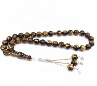 China Tezbiha CLASSIC Islamic Muslim Resin Pilgrimage Prayer Beads 33 Prayer Rosary Amber Islamic Bracelet for sale