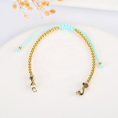 China Gold Plated Copper Rope Bracelet Accessories Round Beads Various Colors DIY Braided Bracelet Rope for sale