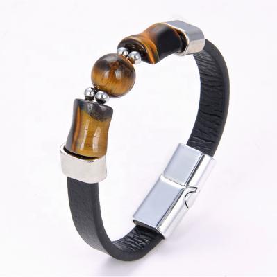 China 2021 Europe and America Men's Tiger Eye Leather Bracelet Men's Bracelet Jewelry Watch Men's Rope Bracelet Punk Style for sale