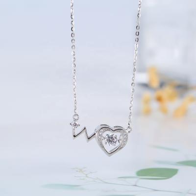 China Europe and America 925 Zircon Pendant CMA Women's Necklaces 1 Piece Heart Shape Sterling Silver Necklace Diamond Active Sterling Silver Necklaces for sale